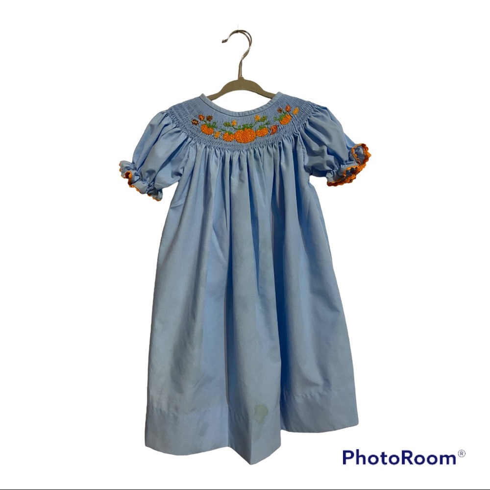 Smock Candy 18 Months Blue Pumpkin Patch Dress